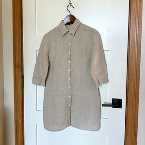 Lilibleu 100% Linen Oatmeal Dress - Size Small